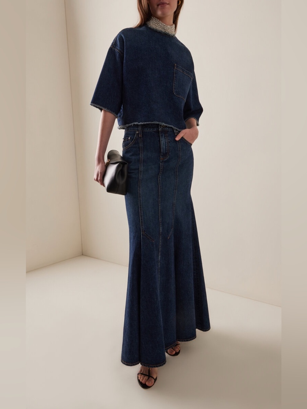 TWP Harley Denim Skirt Dark Wash Blue